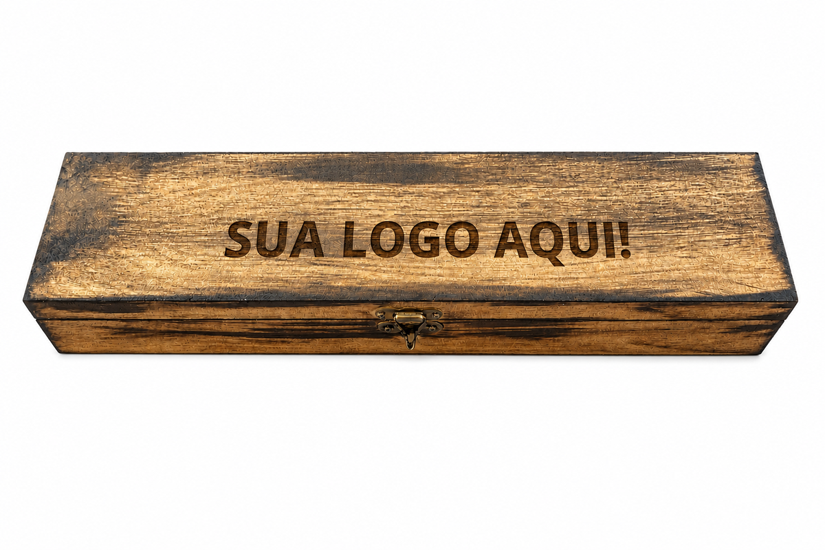 KIT CAIXA MDF + CONJ FACA INOX CABO OSSO 5 unidades
